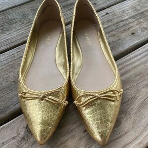 Nine West Metallic Gold Pointed Flats
